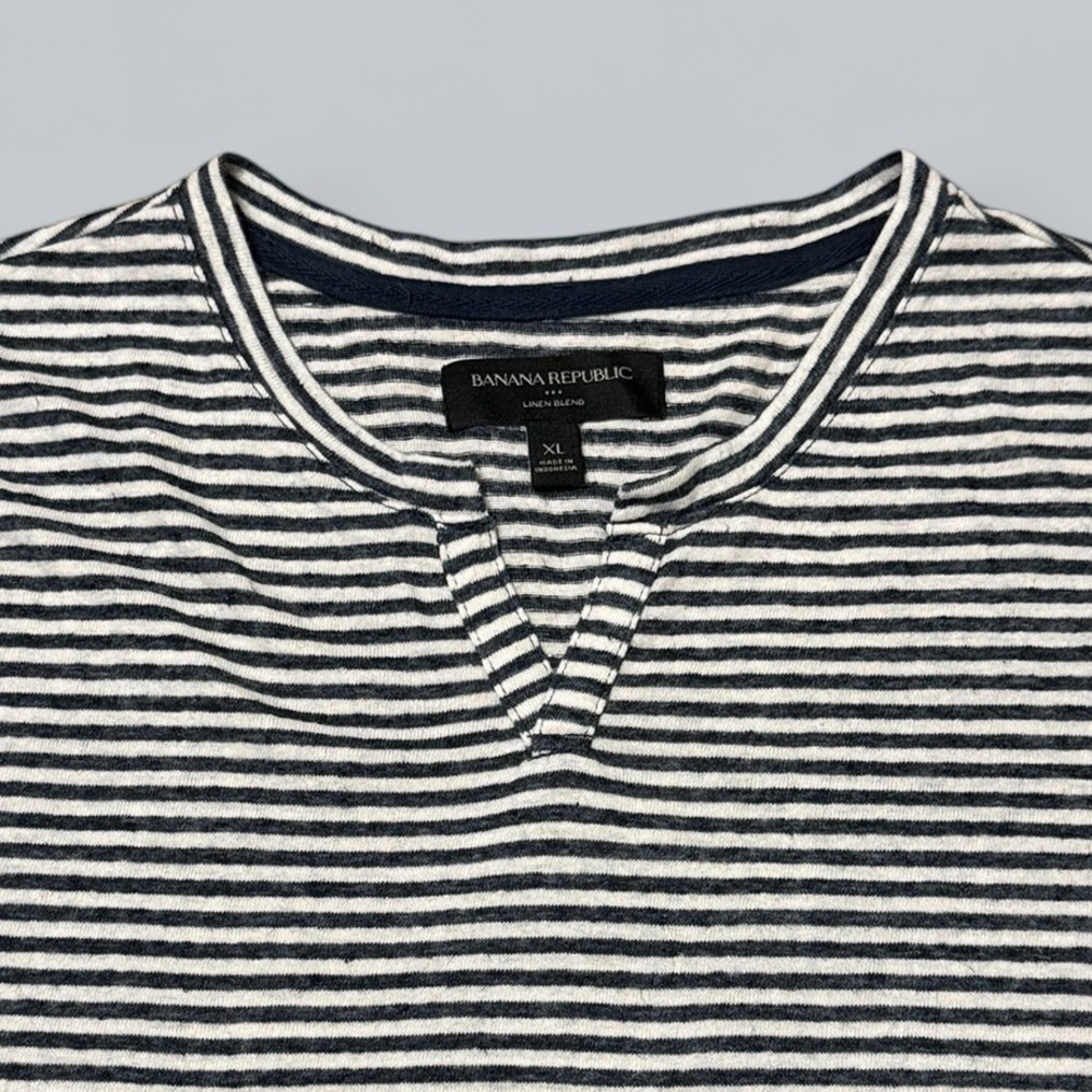 Banana Republic Linen Blend Striped T-Shirt - Picture 2 of 3